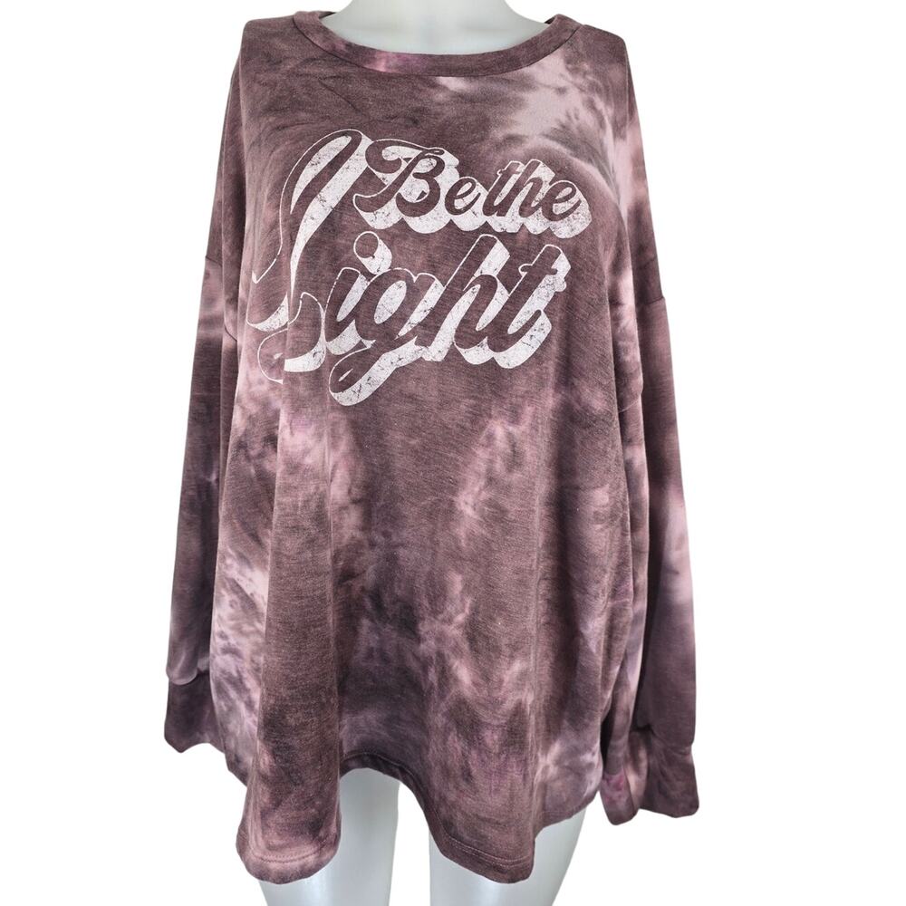 GILLI Be The Light Pink Tie Dye Women's Lightweight Soft Sweatshirt 2X